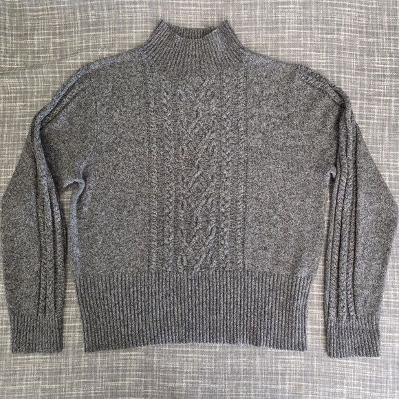 Pendleton Women’s Mockneck Sweater Merino Wool Blend Cable Heather Gray L/XL ** - Picture 9 of 11